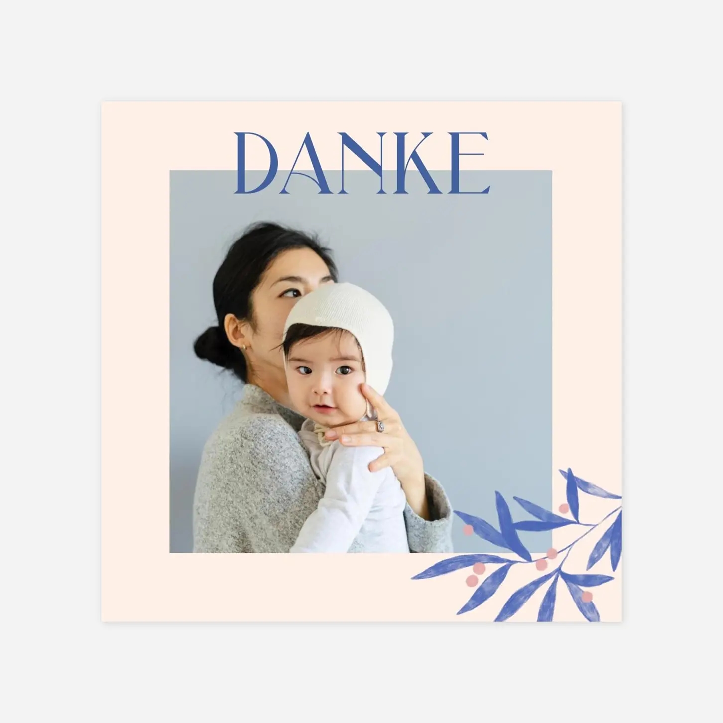 Dankeskarte Geburt Lorbeer