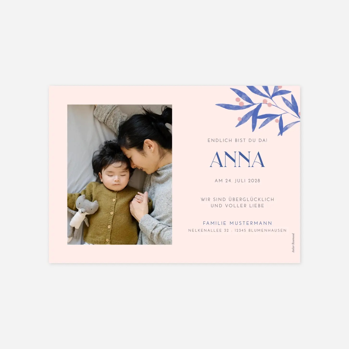 Geburtskarte Lorbeer