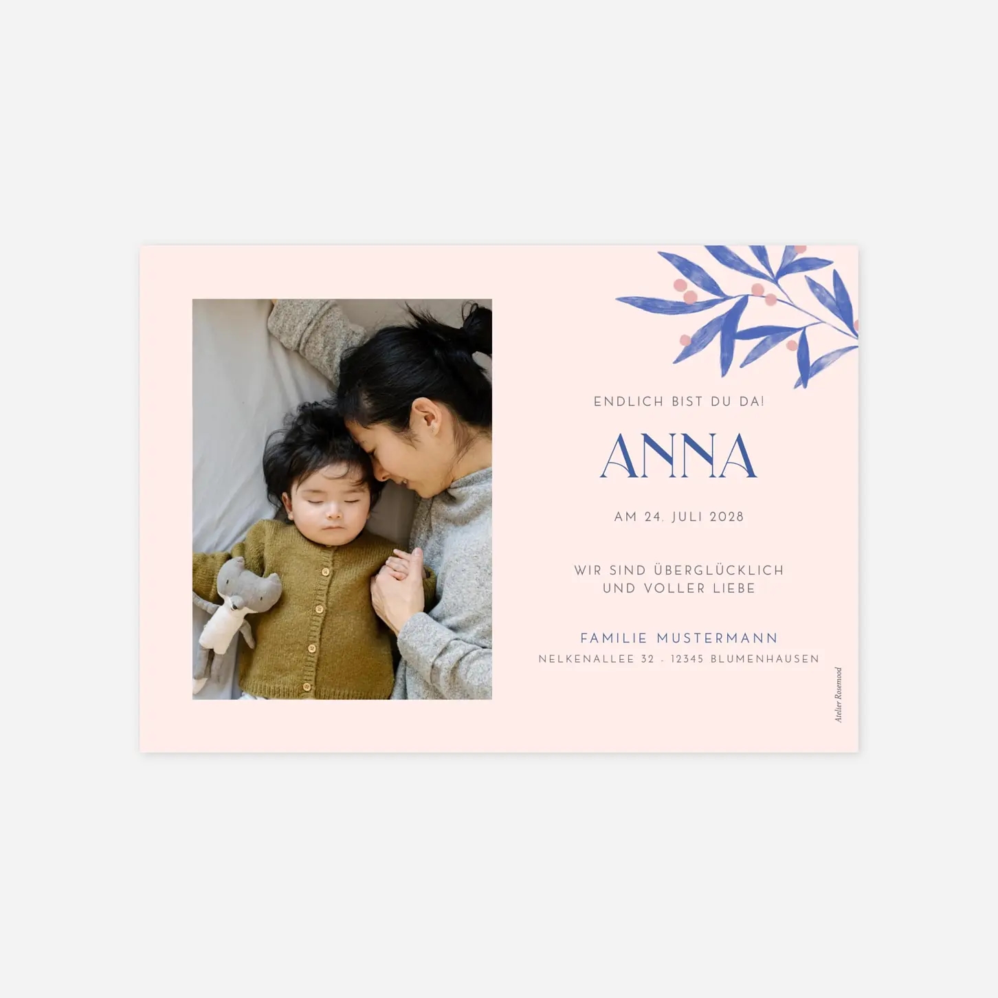 Geburtskarte Lorbeer