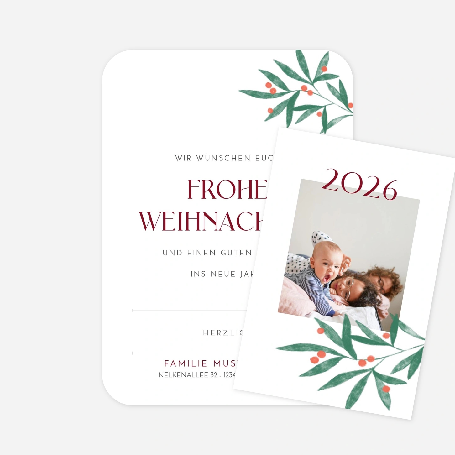 Weihnachtskarte Lorbeer