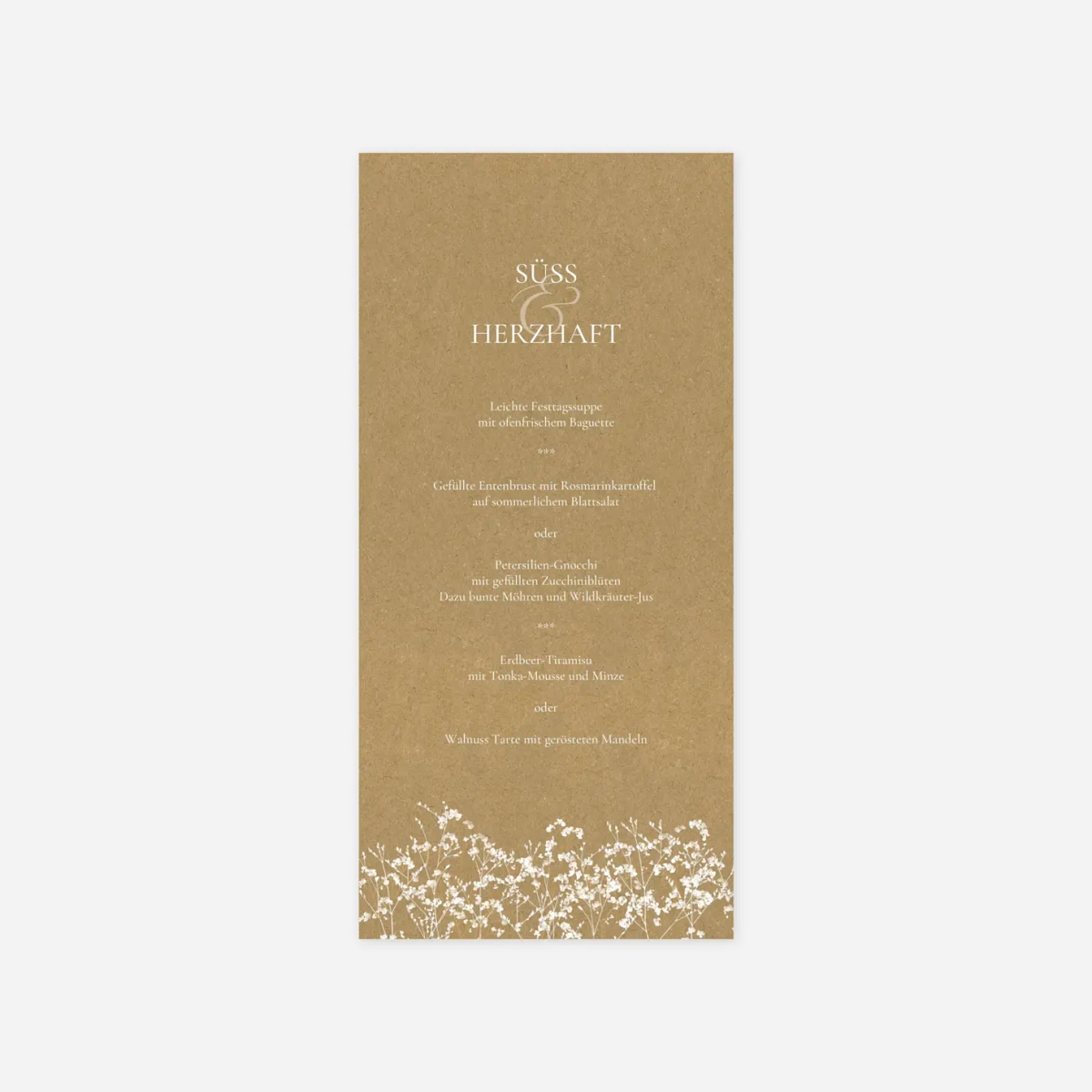 Menükarte Hochzeit Luft und Liebe