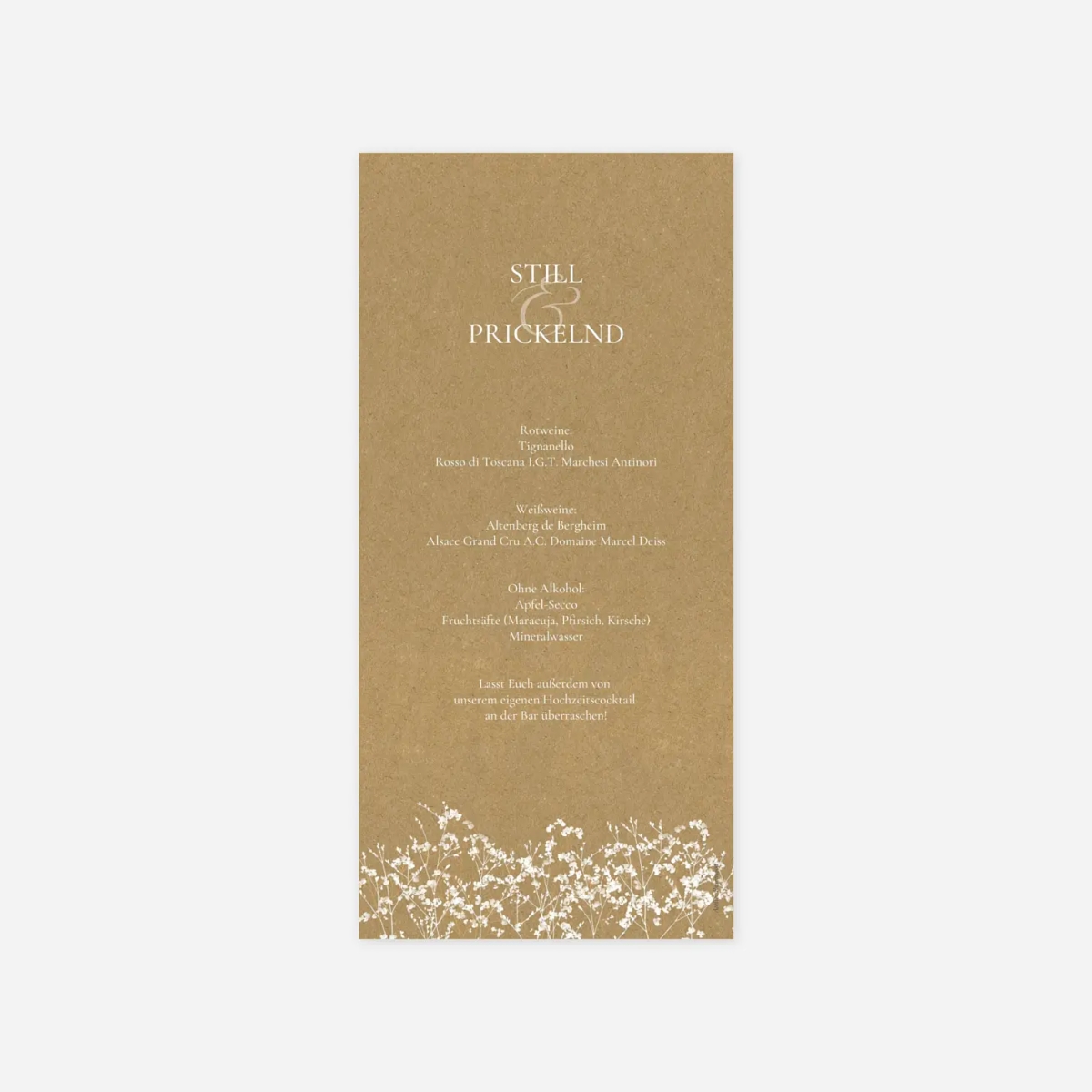 Menükarte Hochzeit Luft und Liebe