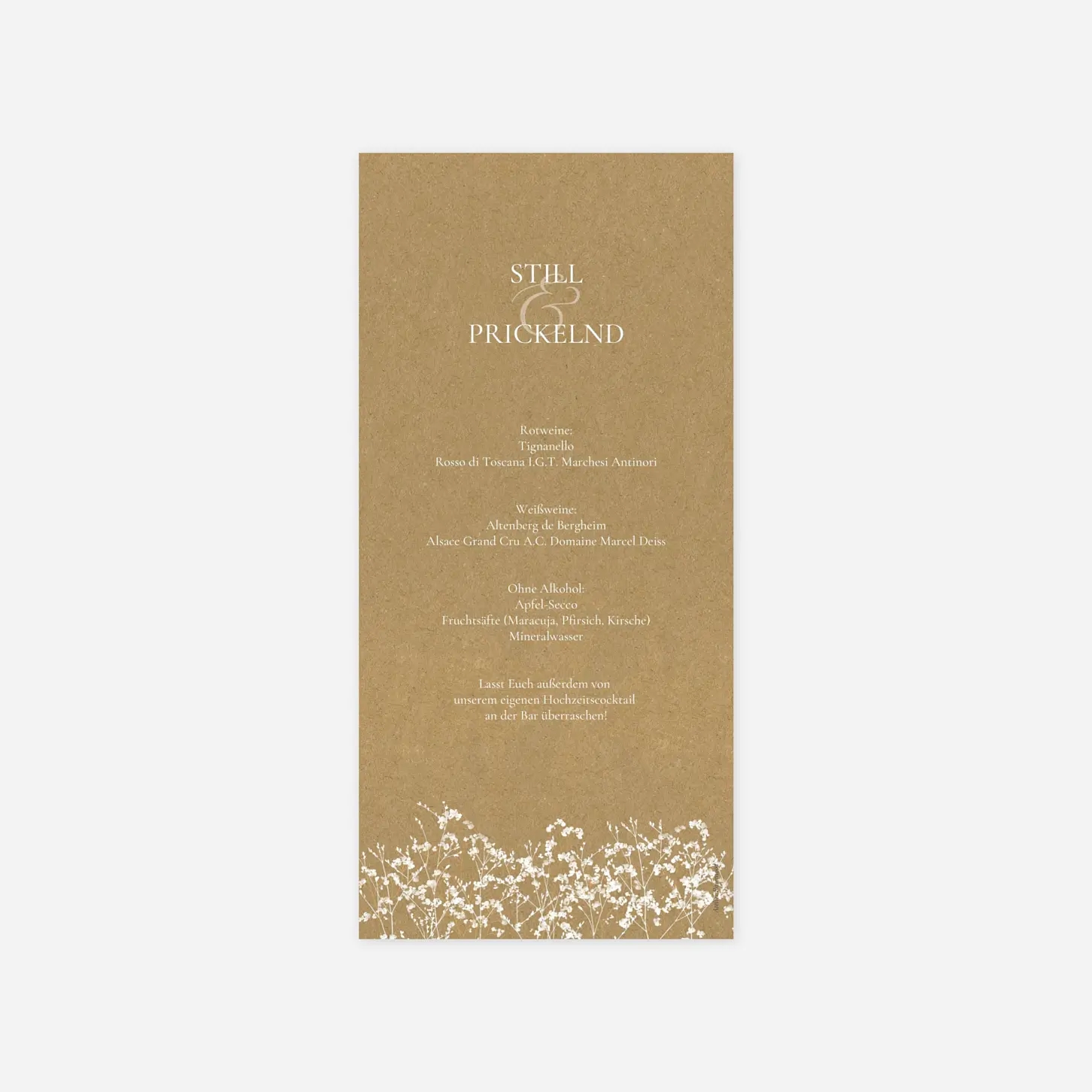 Menükarte Hochzeit Luft und Liebe