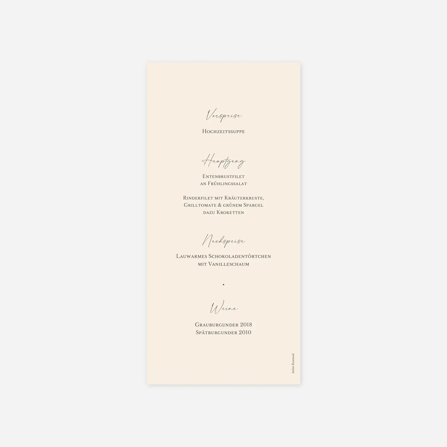 Menükarte Hochzeit Malerische Liebe