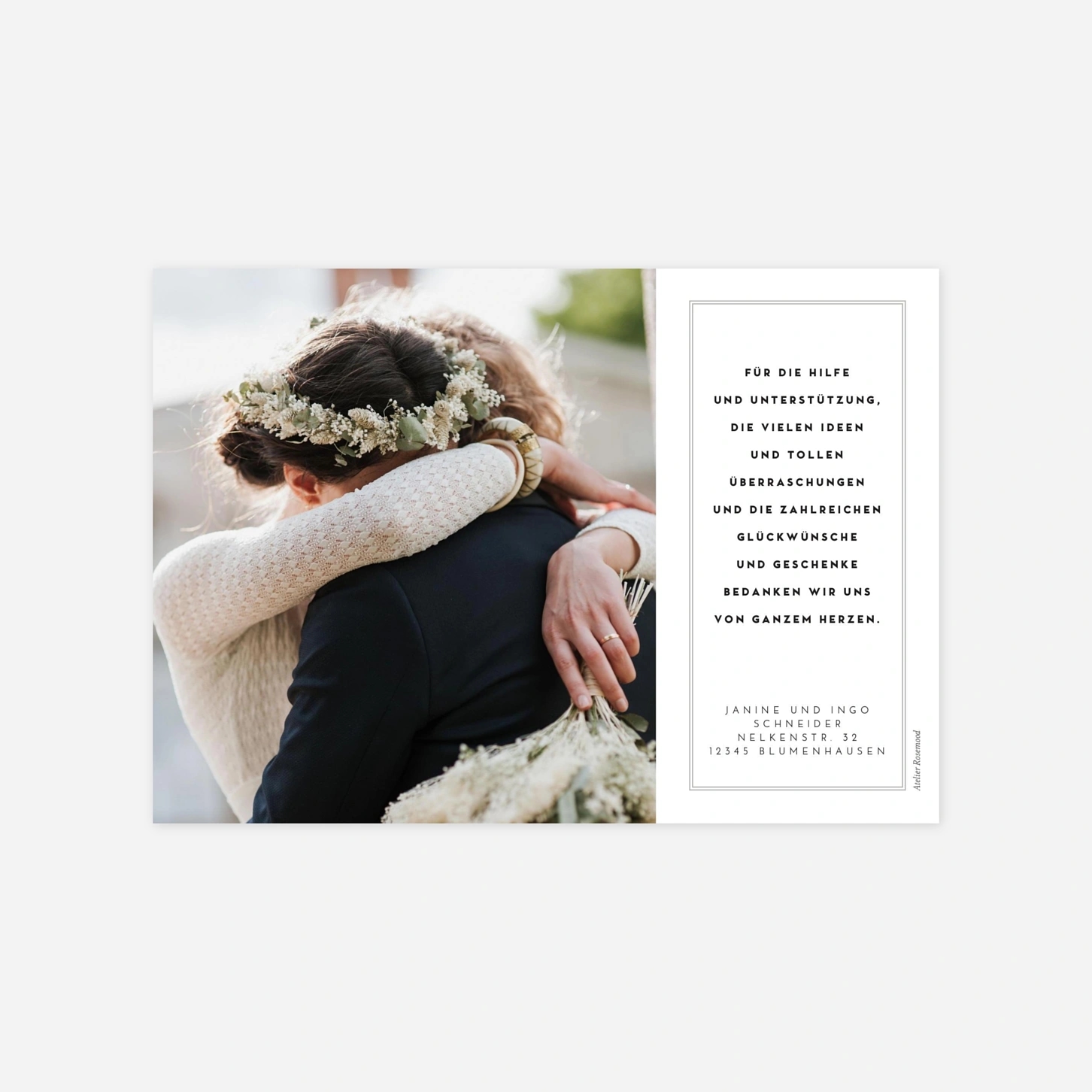 Dankeskarte Hochzeit Medaillon II