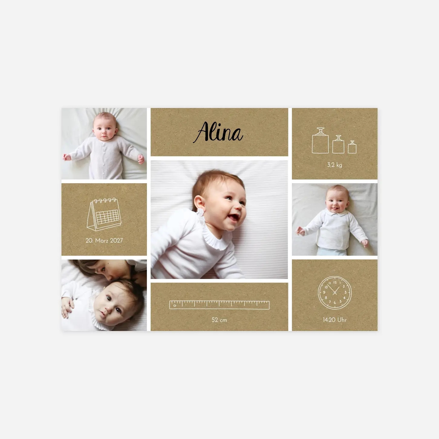 Geburtskarte Maße & Momente