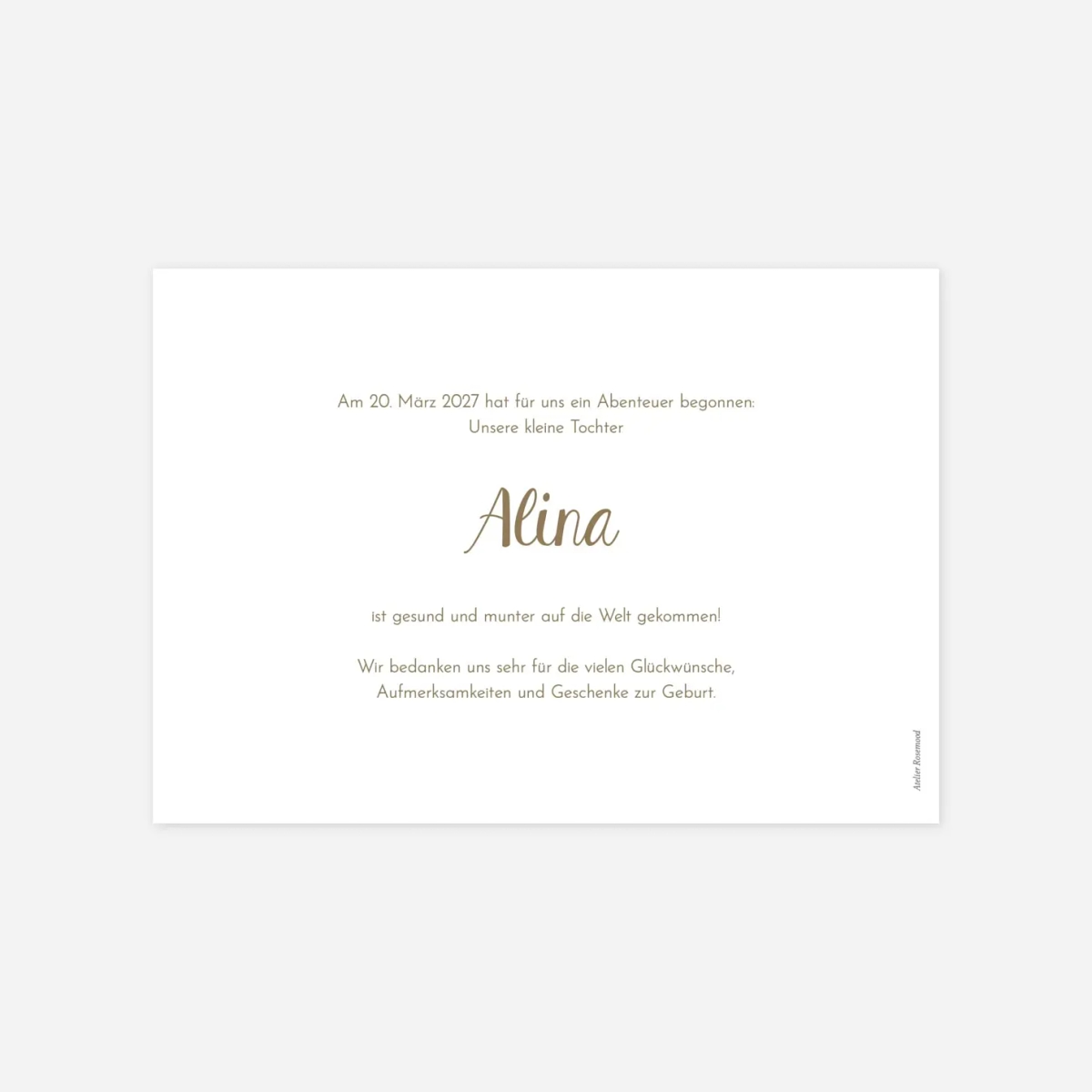 Geburtskarte Maße & Momente