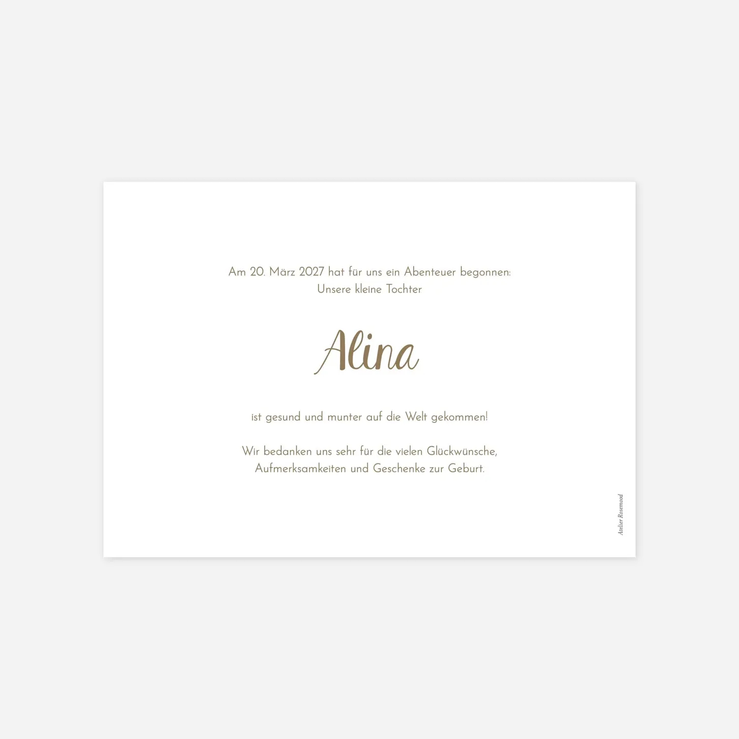 Geburtskarte Maße & Momente