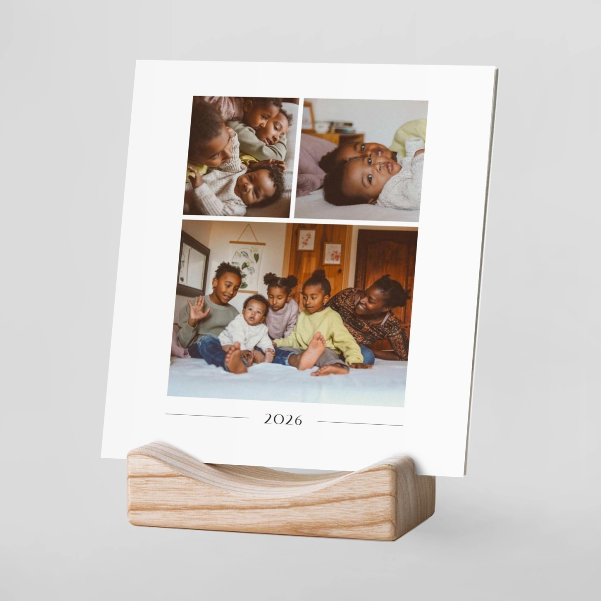 Tischkalender mit Holzfuß Modern Collage