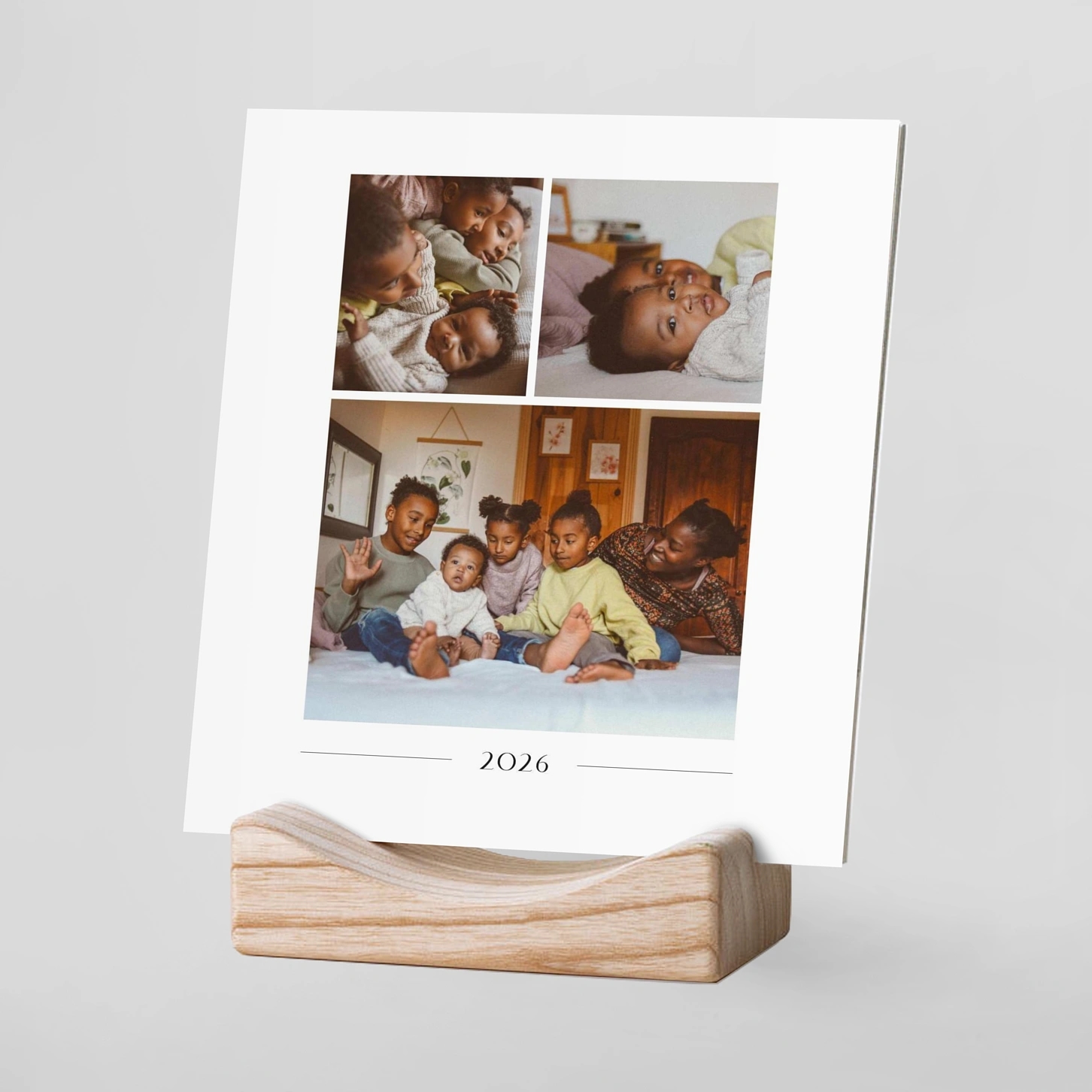 Tischkalender mit Holzfuß Modern Collage