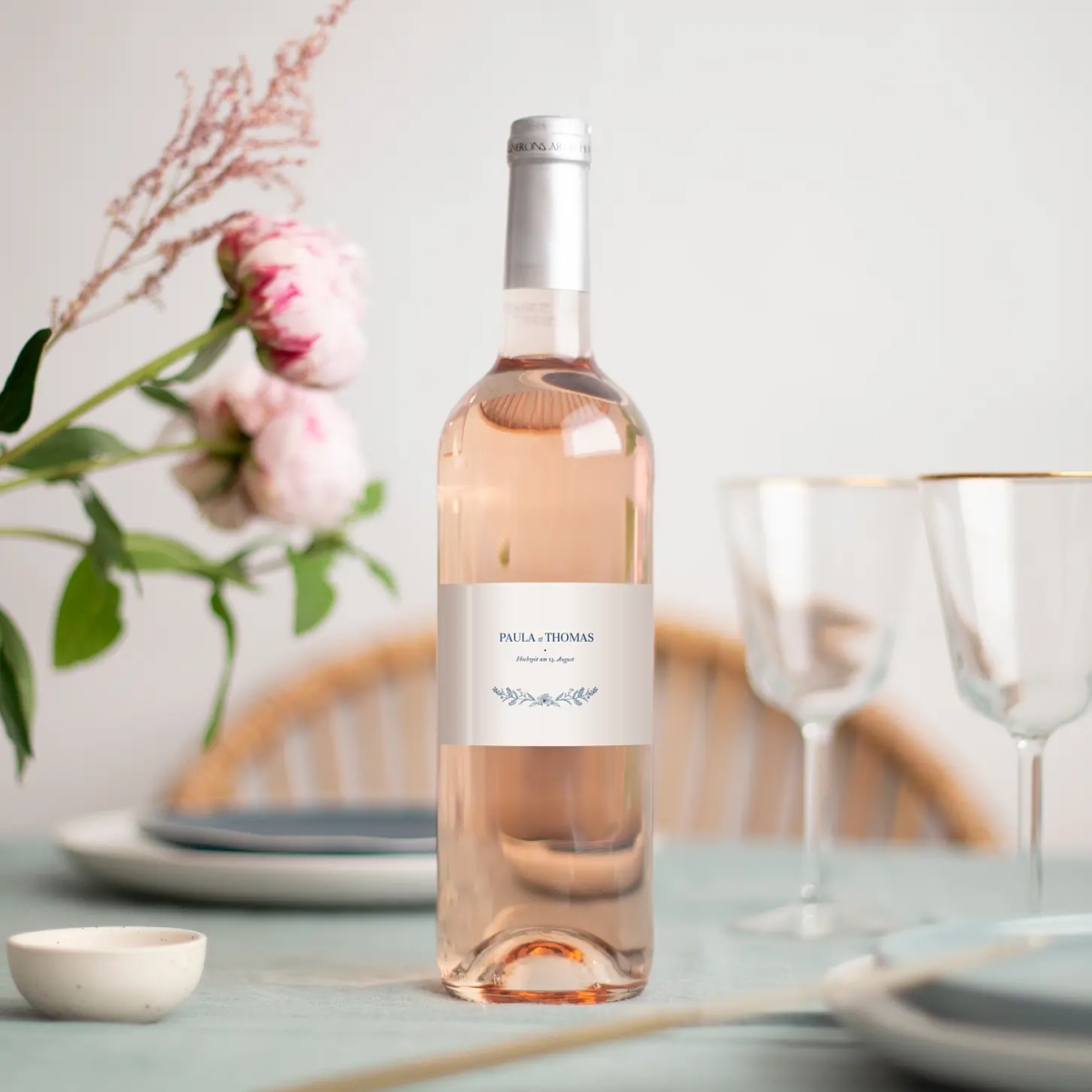 Flaschenetikett Hochzeit Naturnah