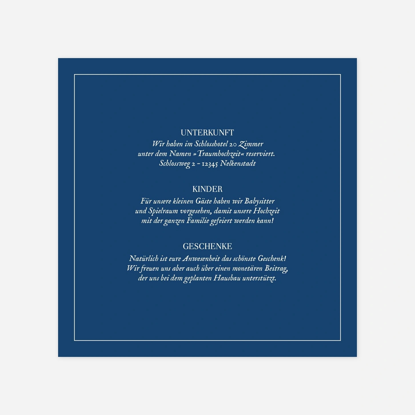 Hochzeit Mini-Einladungskarte Naturnah