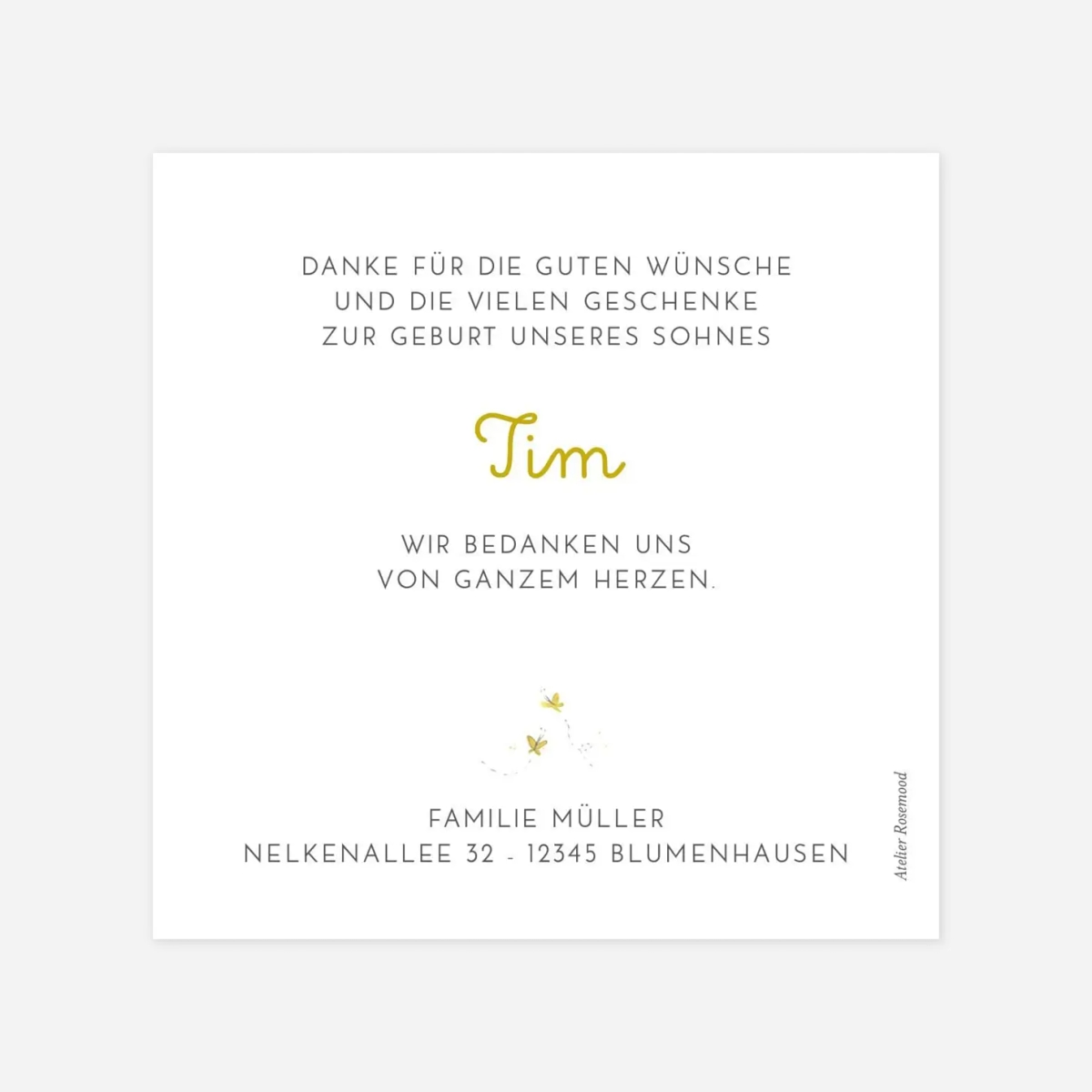 Dankeskarte Geburt Niedlicher Elefant