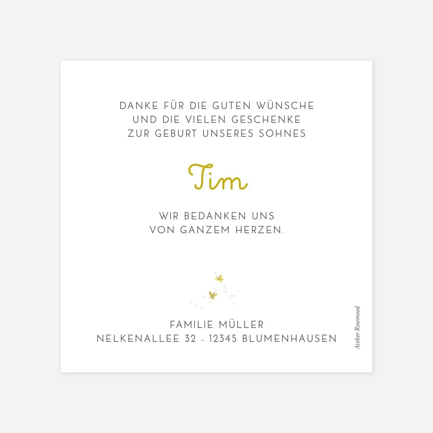 Dankeskarte Geburt Niedlicher Elefant