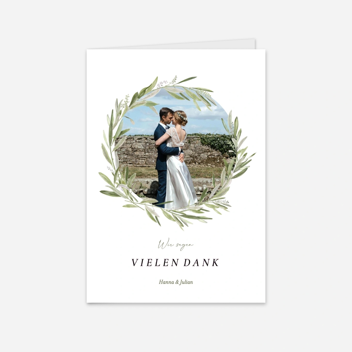 Dankeskarte Hochzeit Olivenkranz