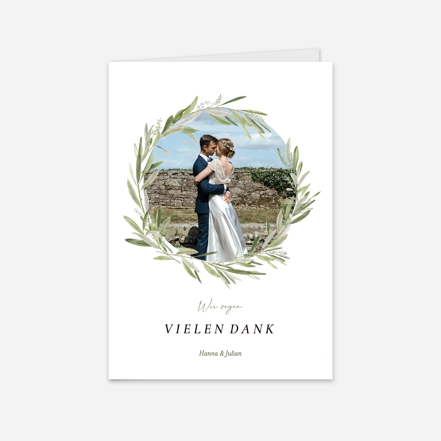 Dankeskarte Hochzeit Olivenkranz