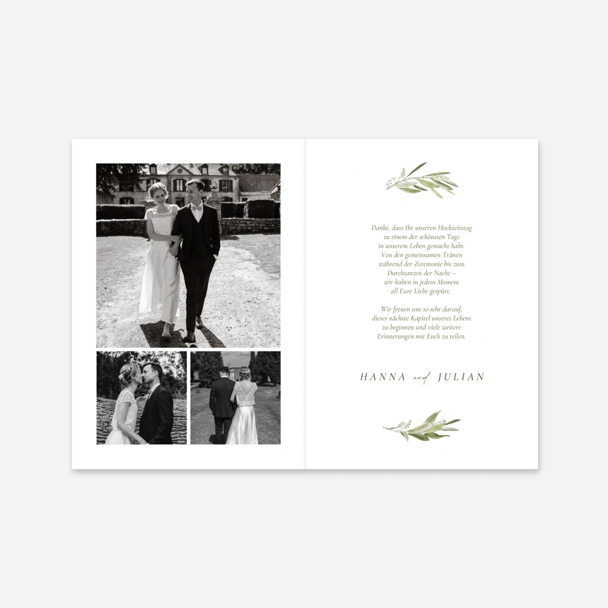 Dankeskarte Hochzeit Olivenkranz