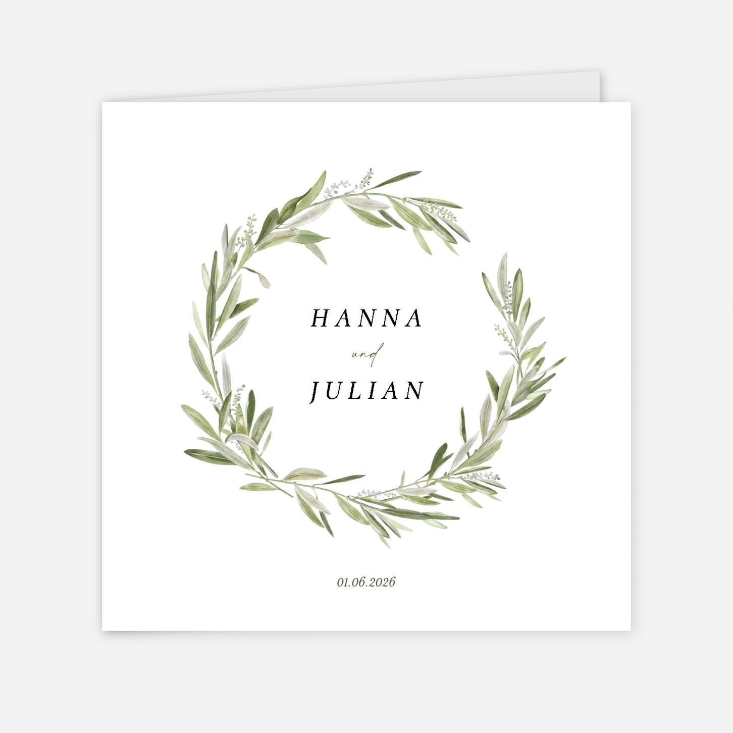 Hochzeitseinladung Olivenkranz
