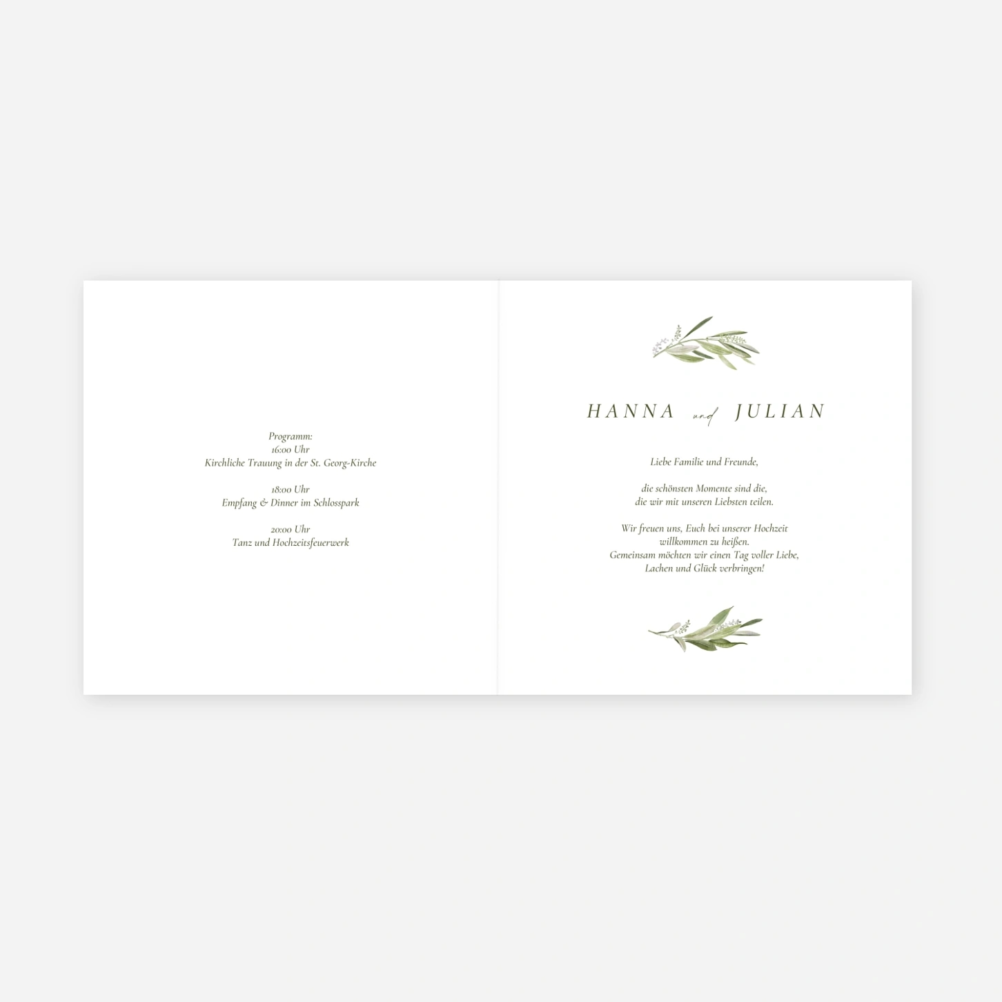 Hochzeitseinladung Olivenkranz
