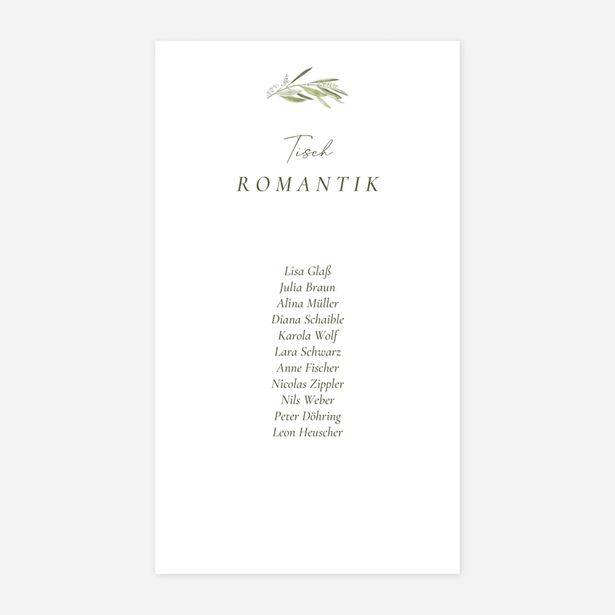 Gruppentischkarte Olivenkranz