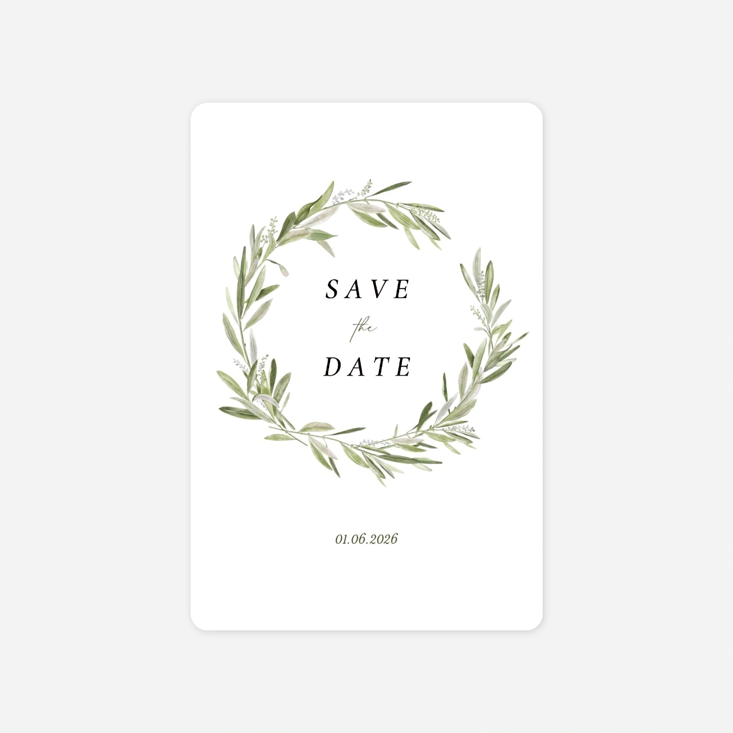 Save-the-Date Karte Olivenkranz