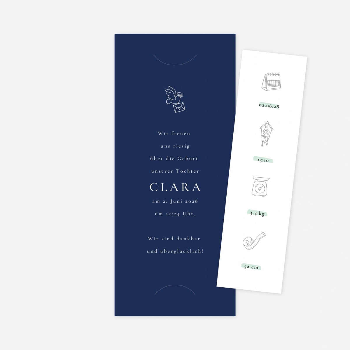 Geburtskarte Gezeichnete Piktogramme