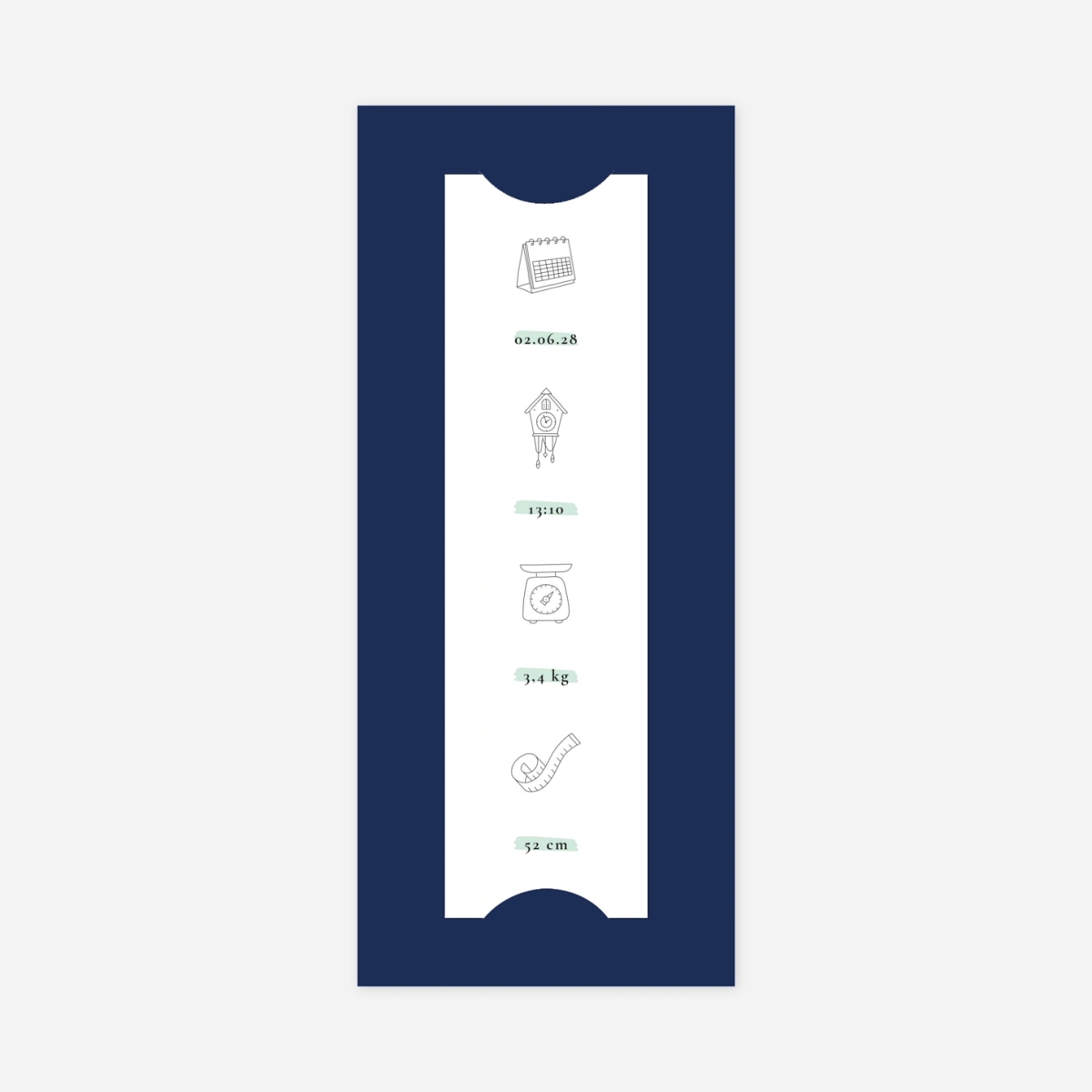 Geburtskarte Gezeichnete Piktogramme