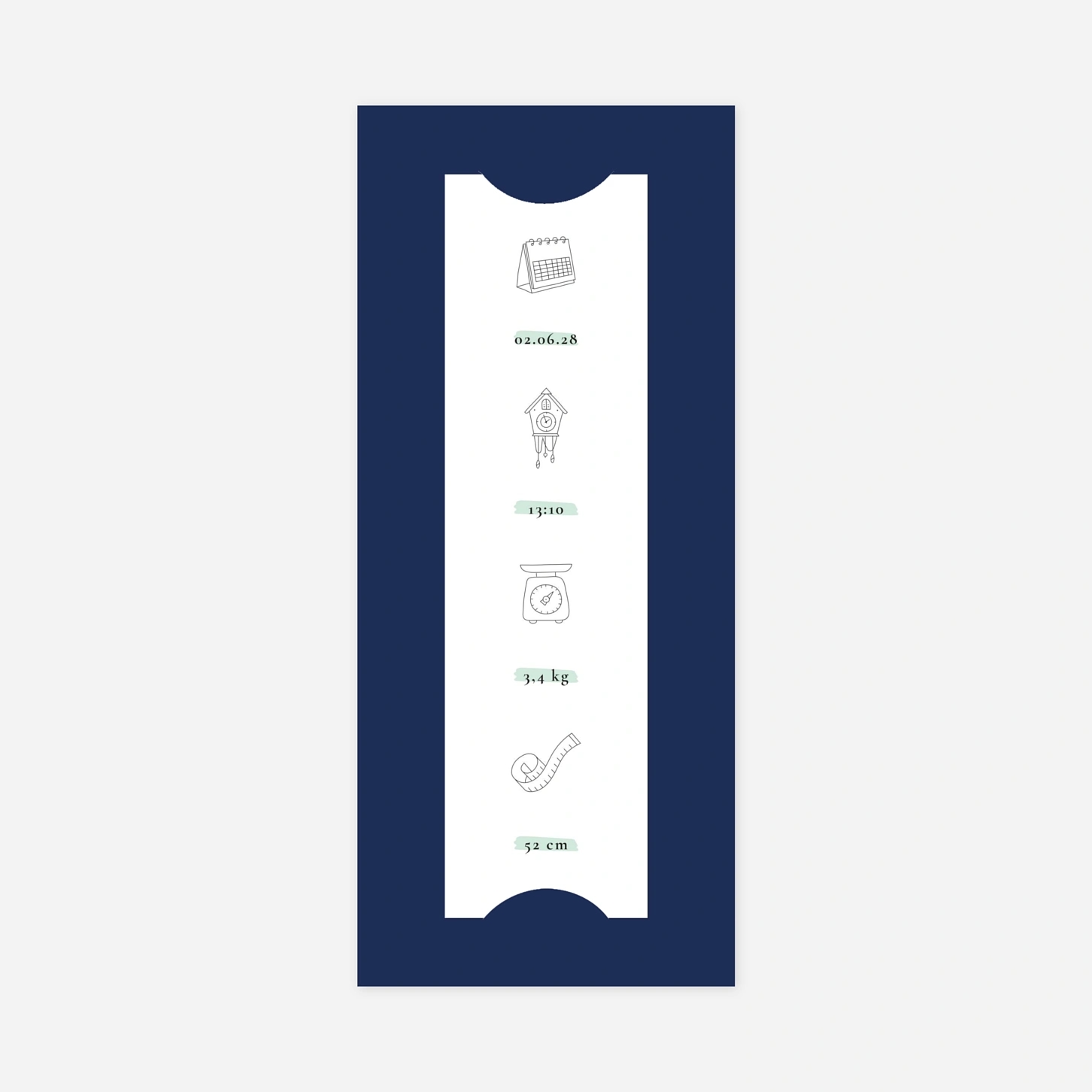 Geburtskarte Gezeichnete Piktogramme