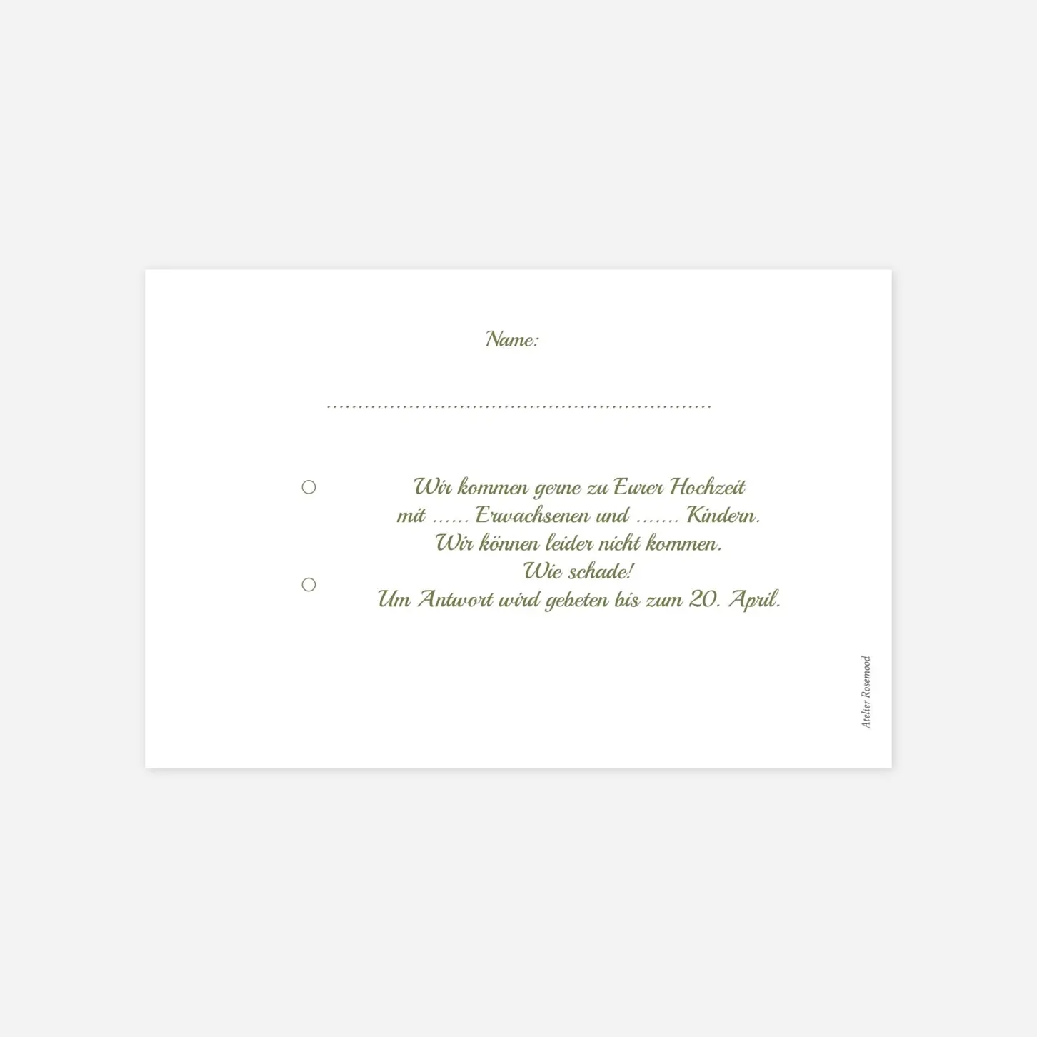 Antwortkarte Hochzeit Piktogramme