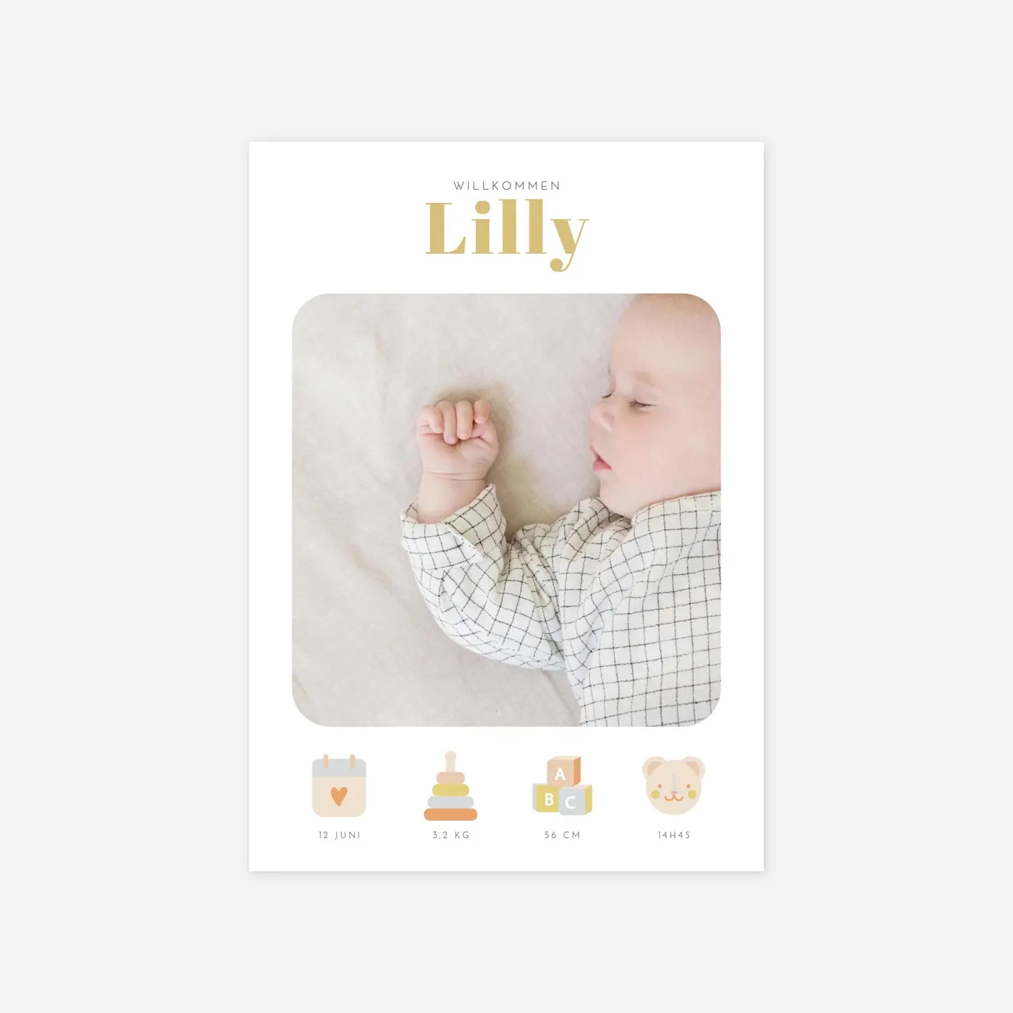 Geburtskarte Piktogramme verspielt