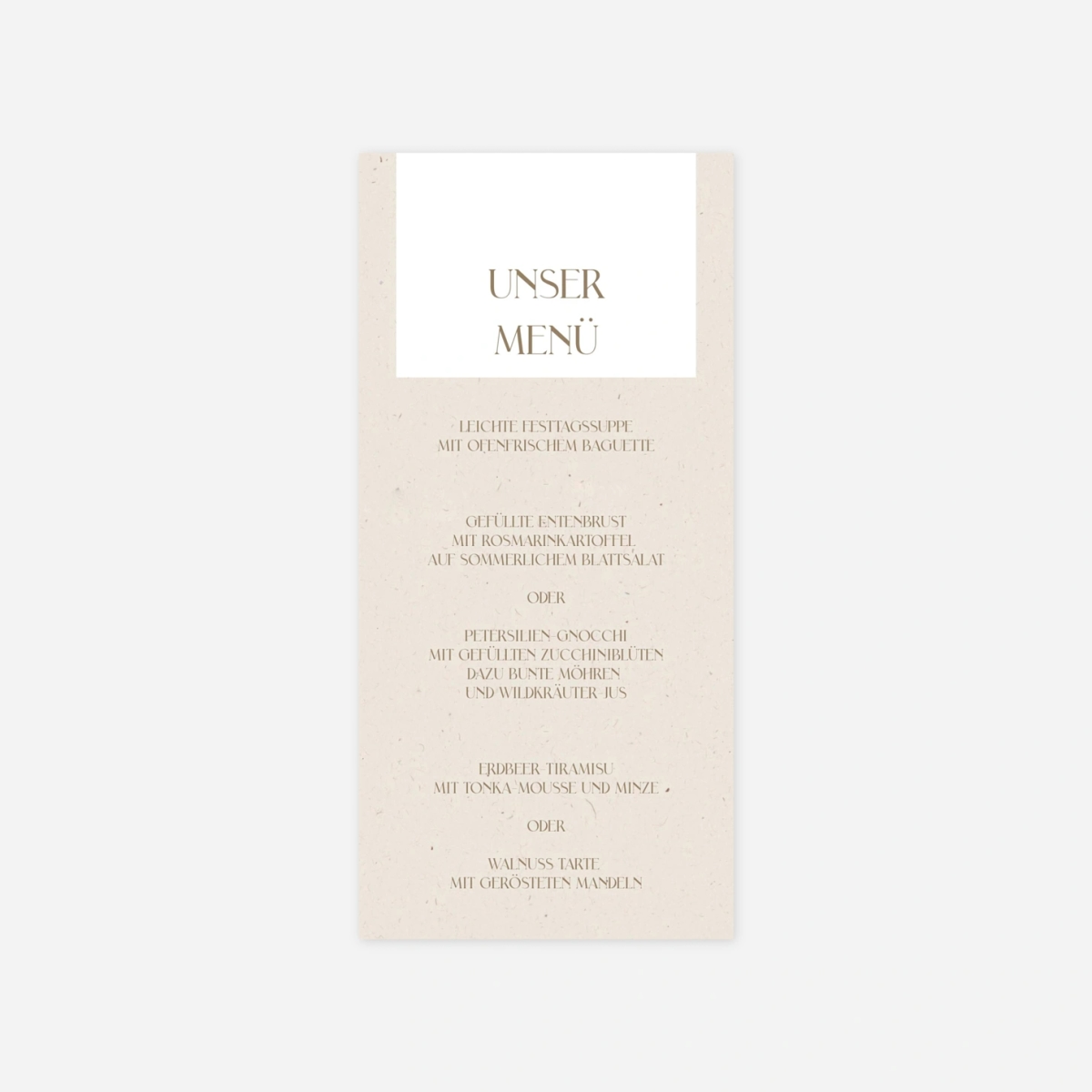 Menükarte Hochzeit Puristische Eleganz