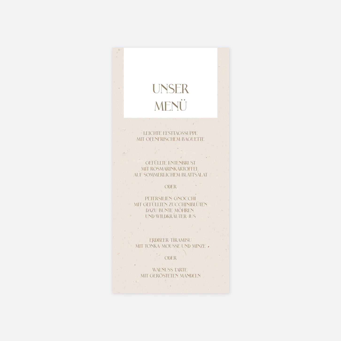 Menükarte Hochzeit Puristische Eleganz