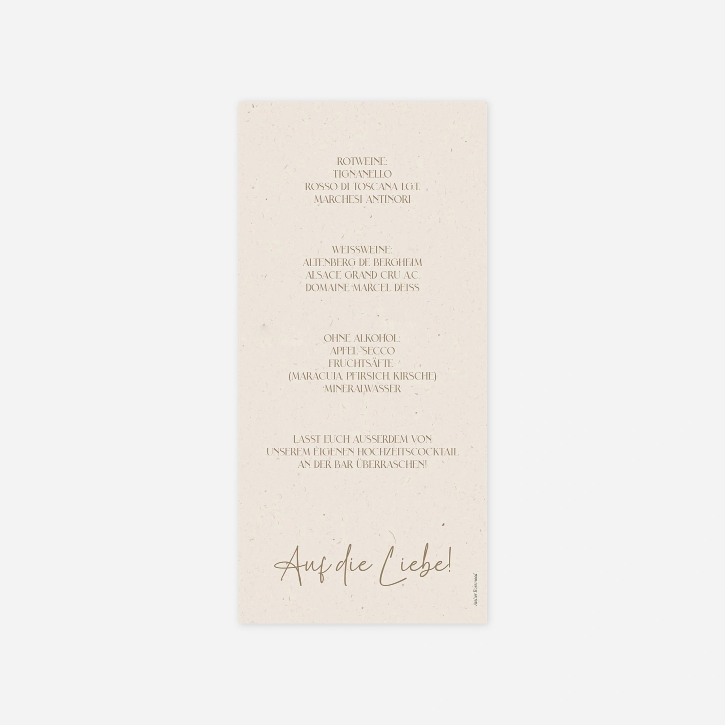 Menükarte Hochzeit Puristische Eleganz