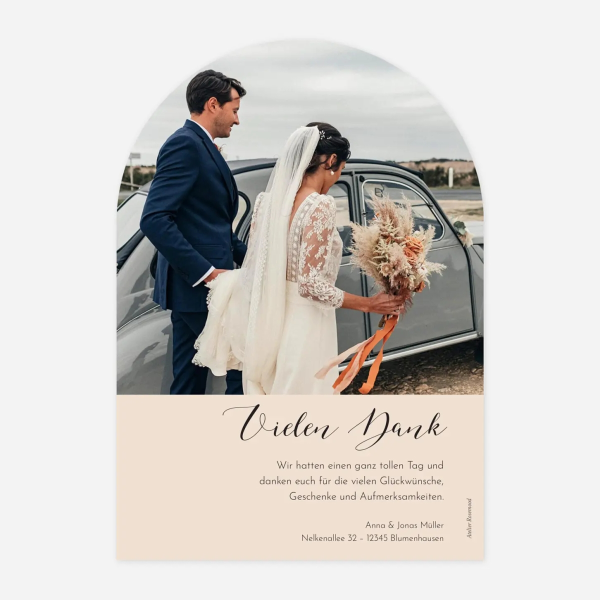 Dankeskarte Hochzeit Raffinesse