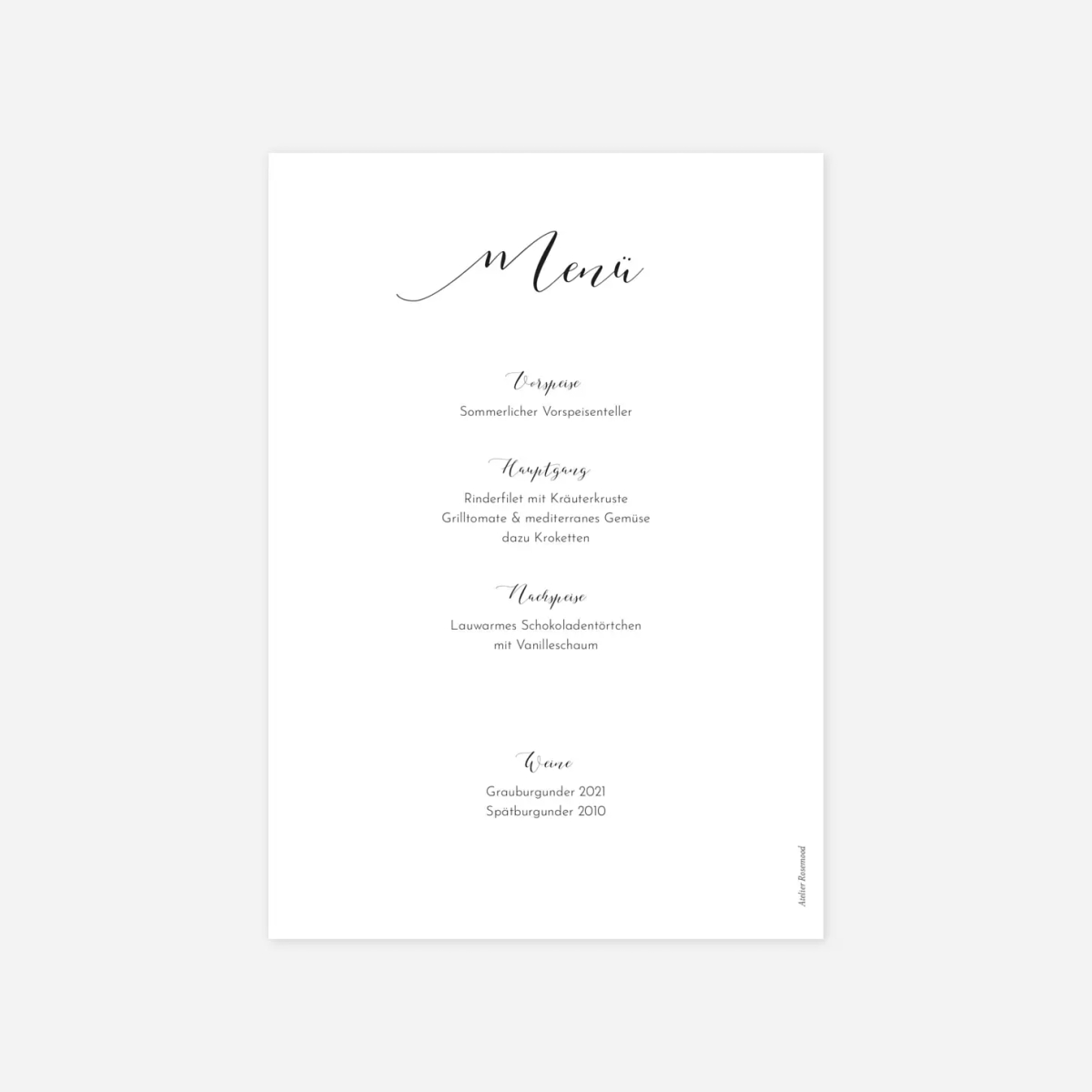 Menükarte Taufe Raffinesse