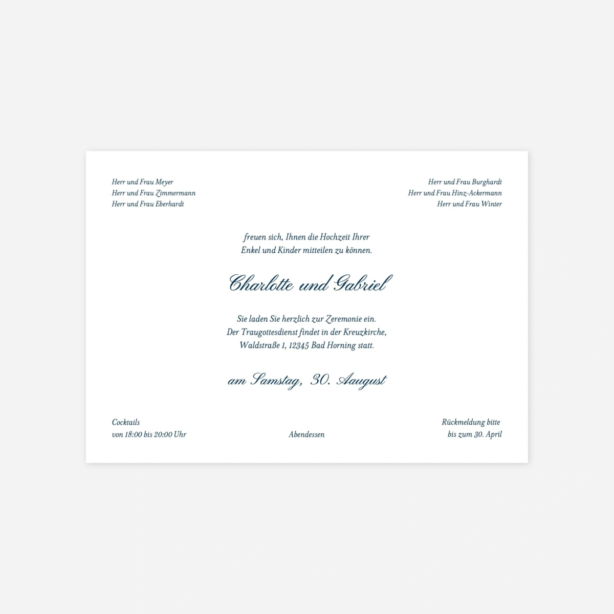 Hochzeitseinladung Ritus