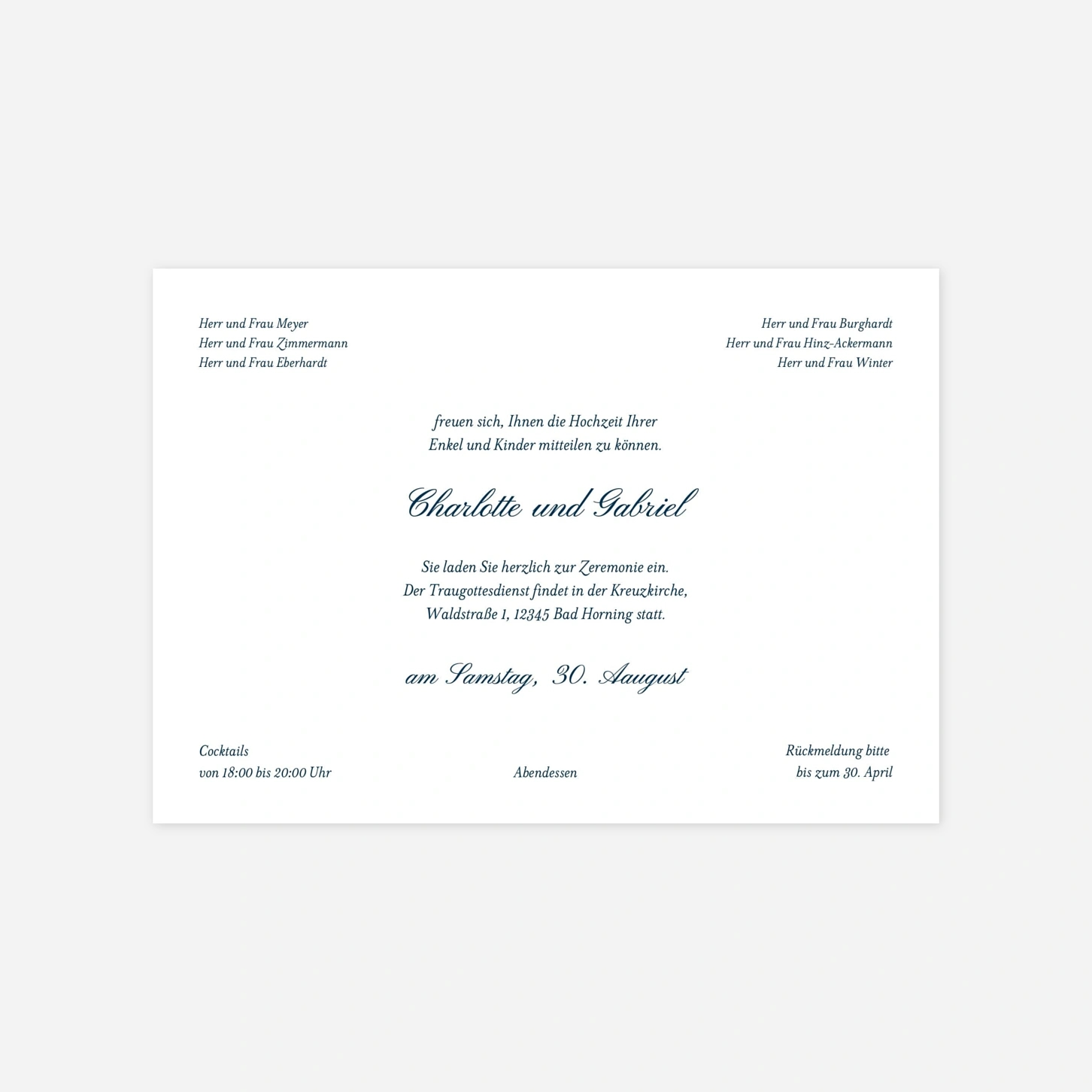 Hochzeitseinladung Ritus