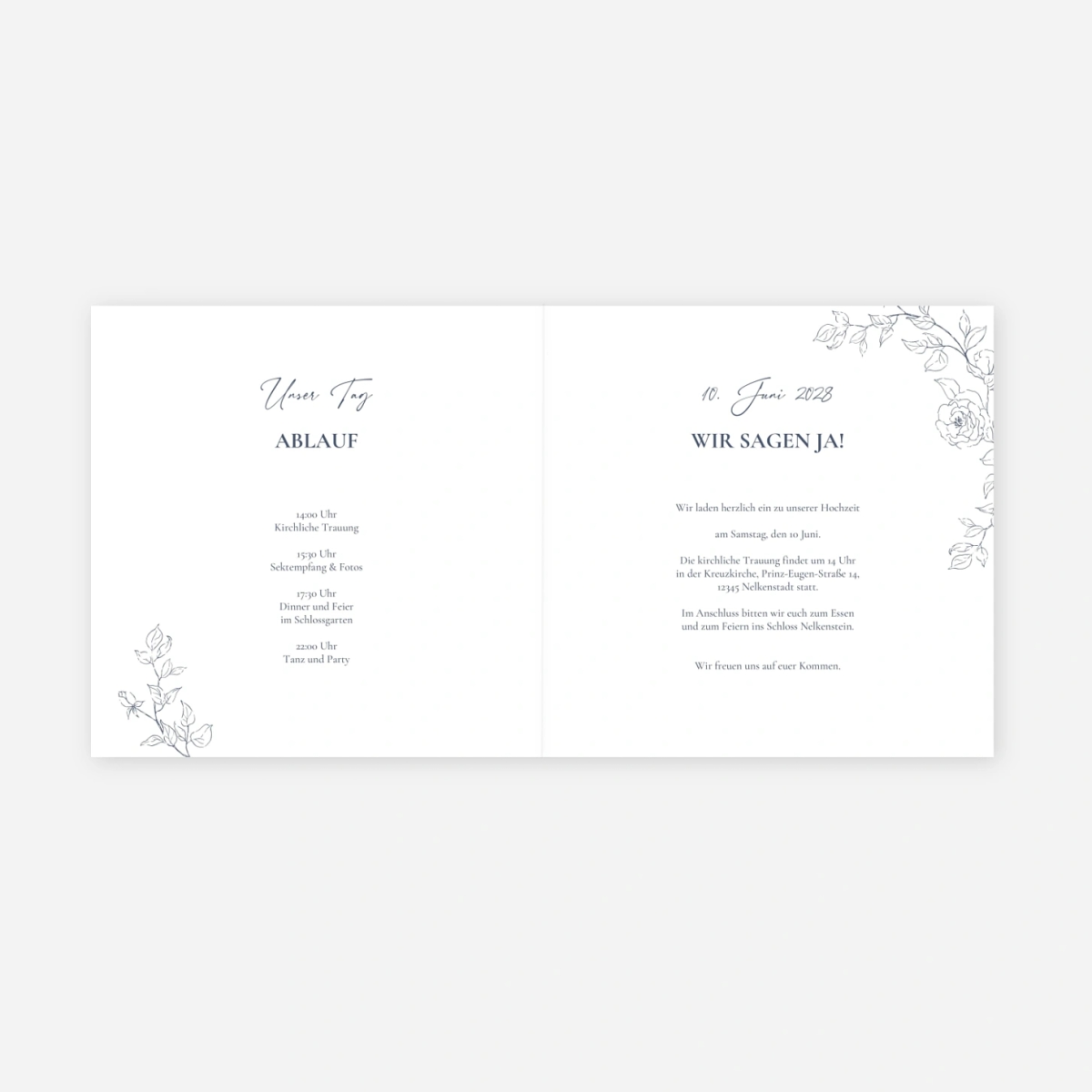 Hochzeitseinladung Herzensrose