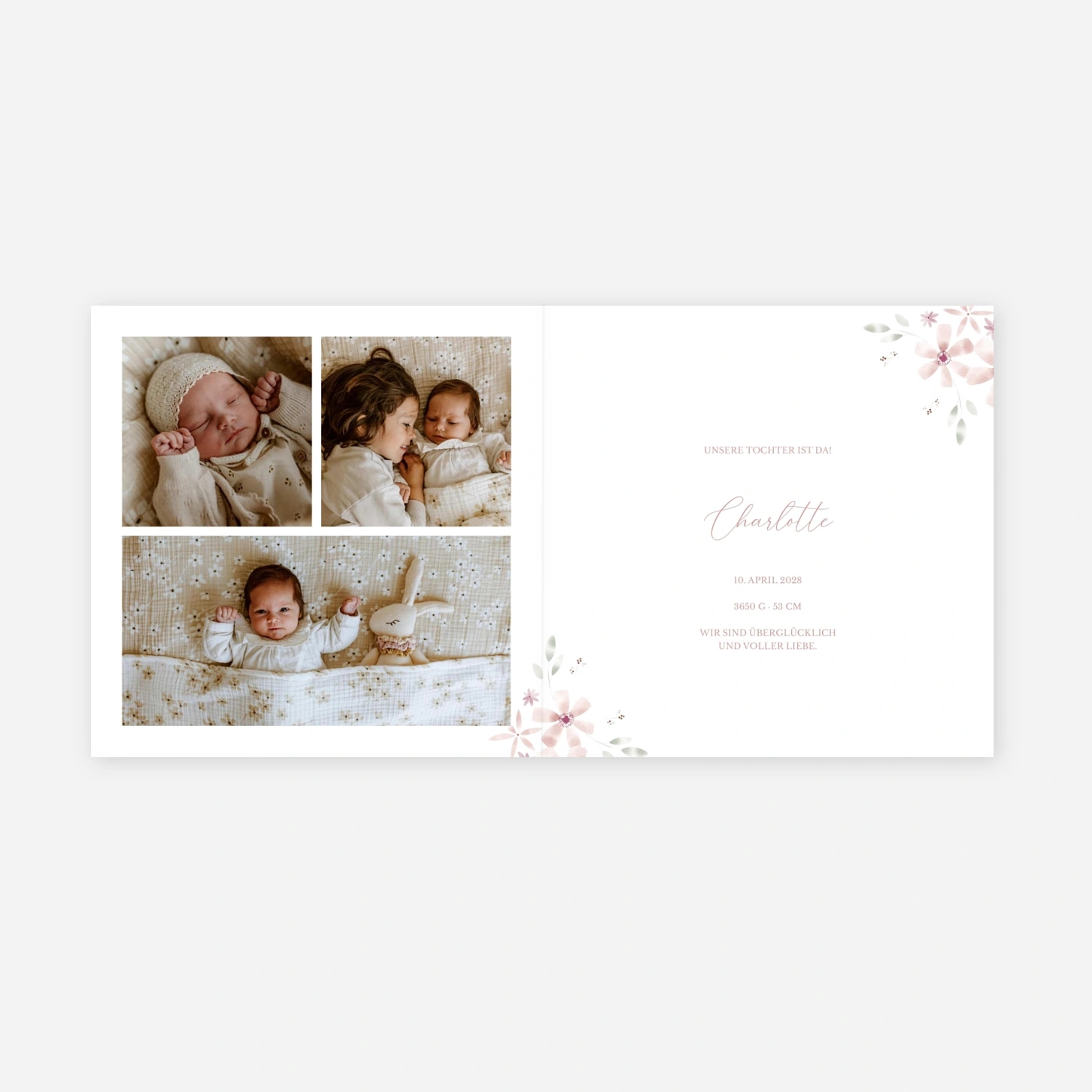 Geburtskarte Rosenzart