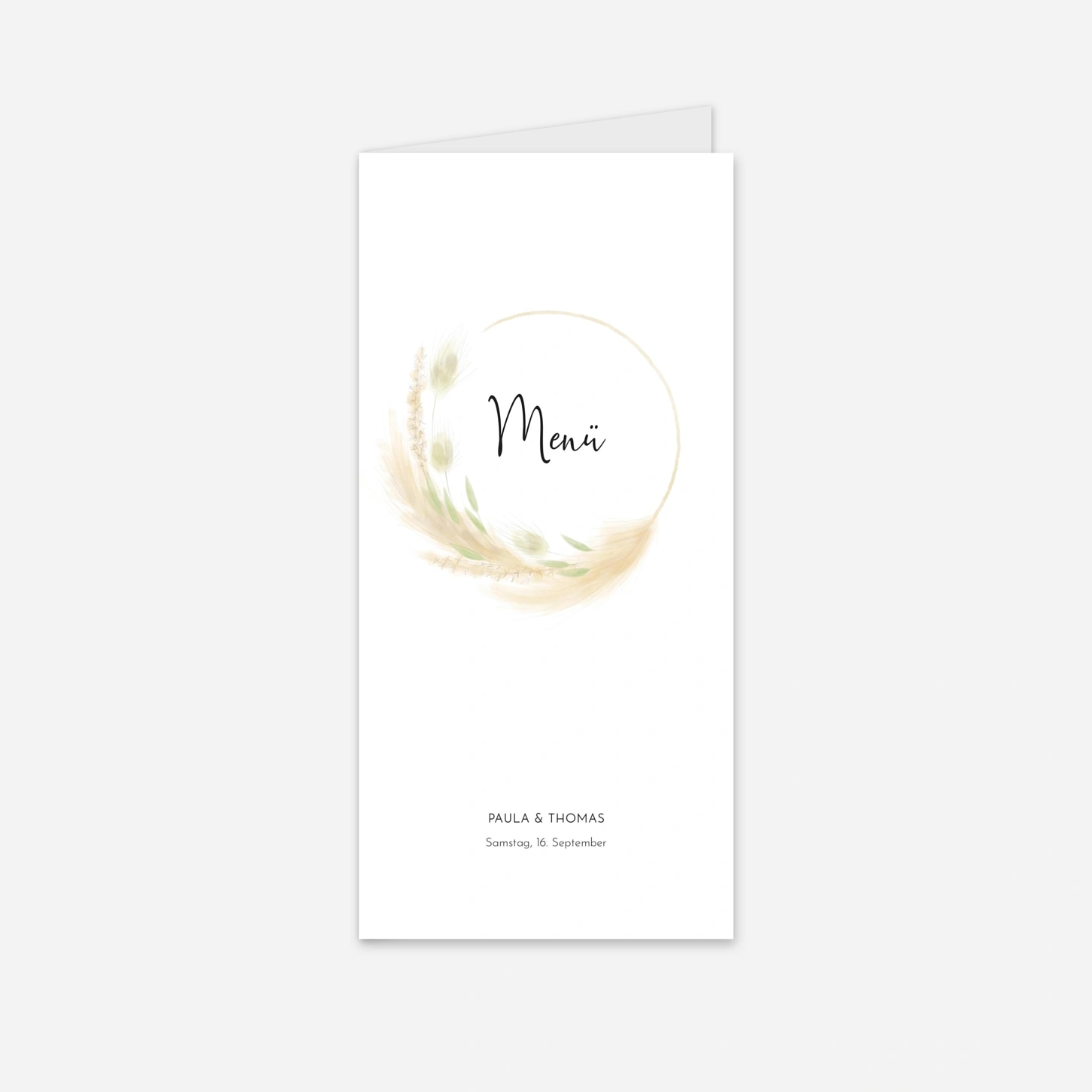 Menükarte Hochzeit Sanfte Brise