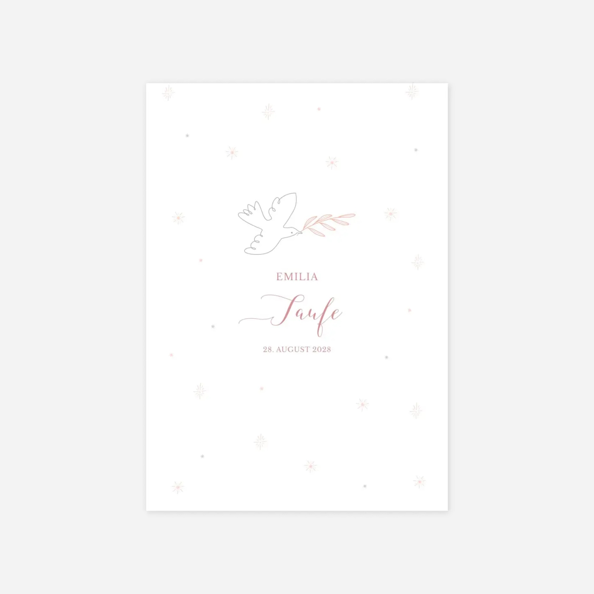 Menükarte Taufe Sanfte Taube