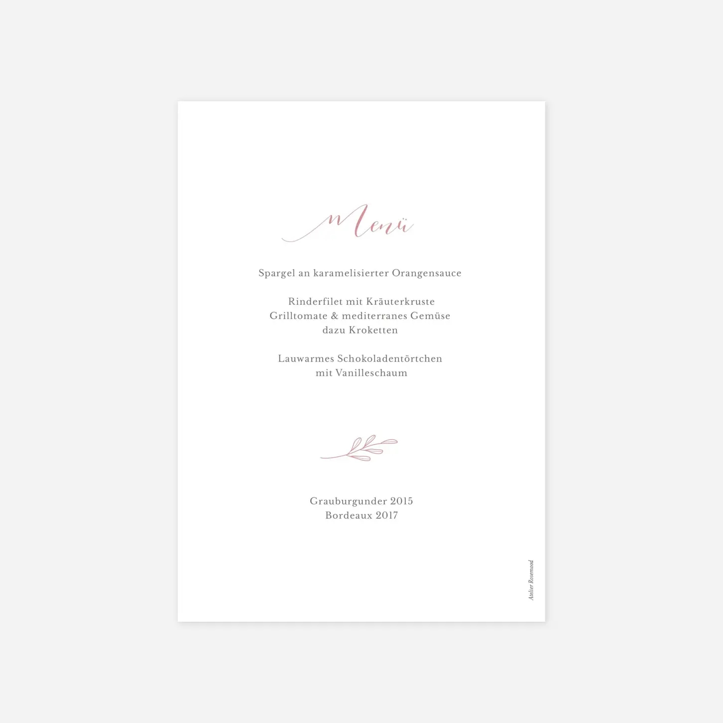 Menükarte Taufe Sanfte Taube