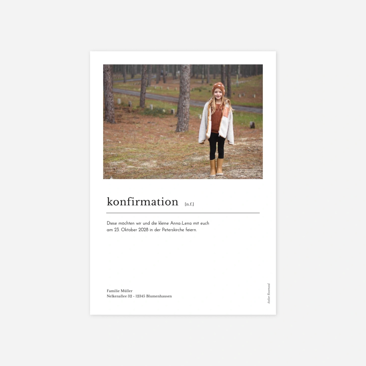 Kommunionseinladung Schreibmaschine I