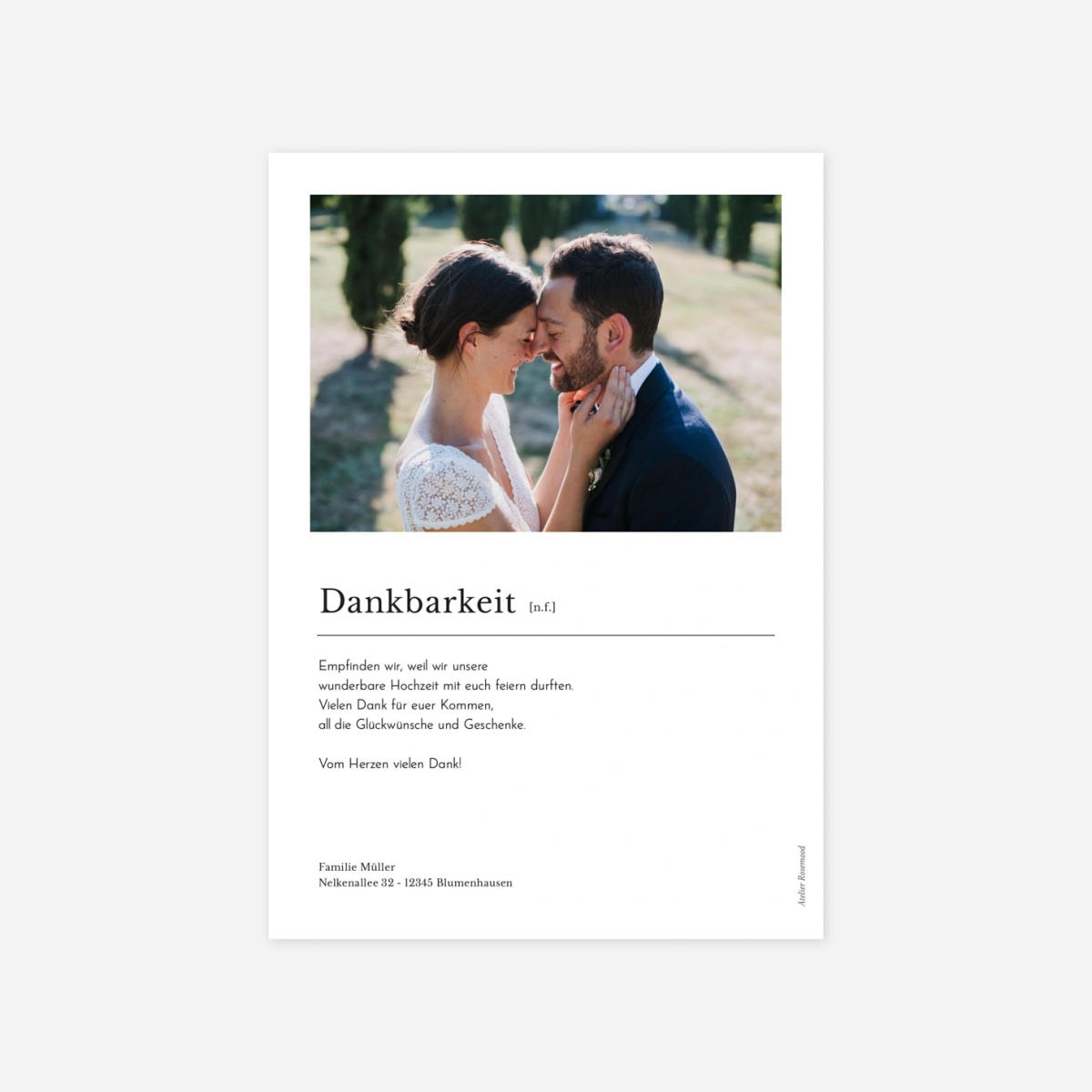 Dankeskarte Hochzeit Schreibmaschine I