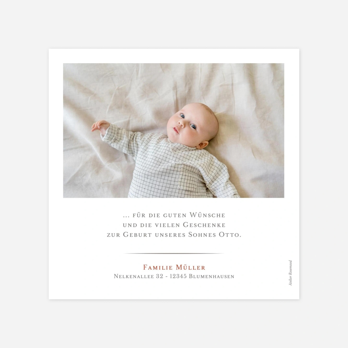 Dankeskarte Geburt Schmuckstück