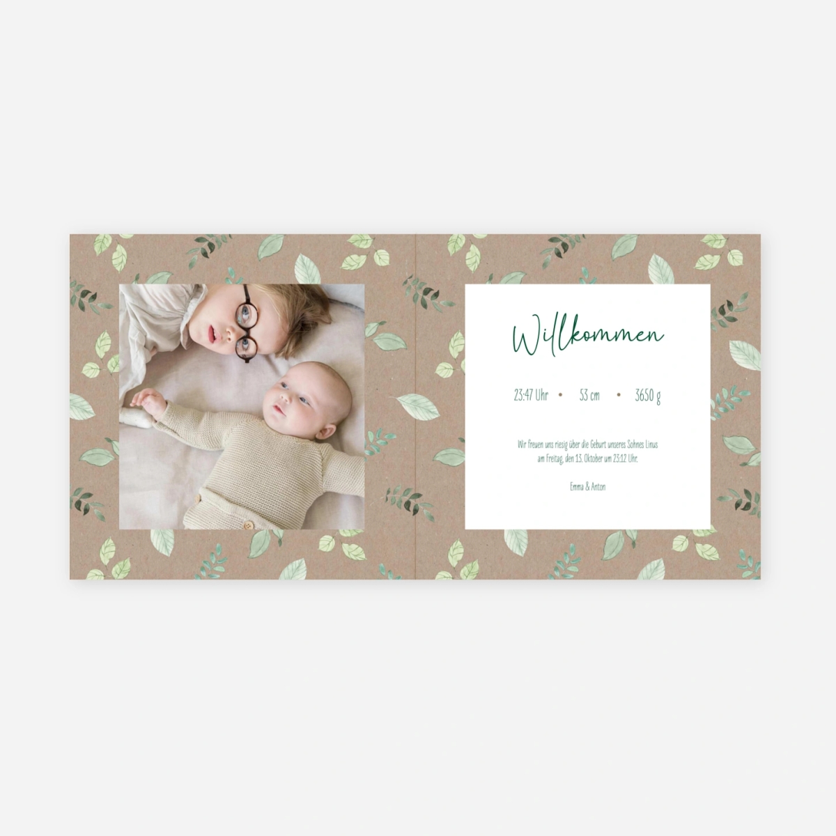 Geburtskarte Blätternest