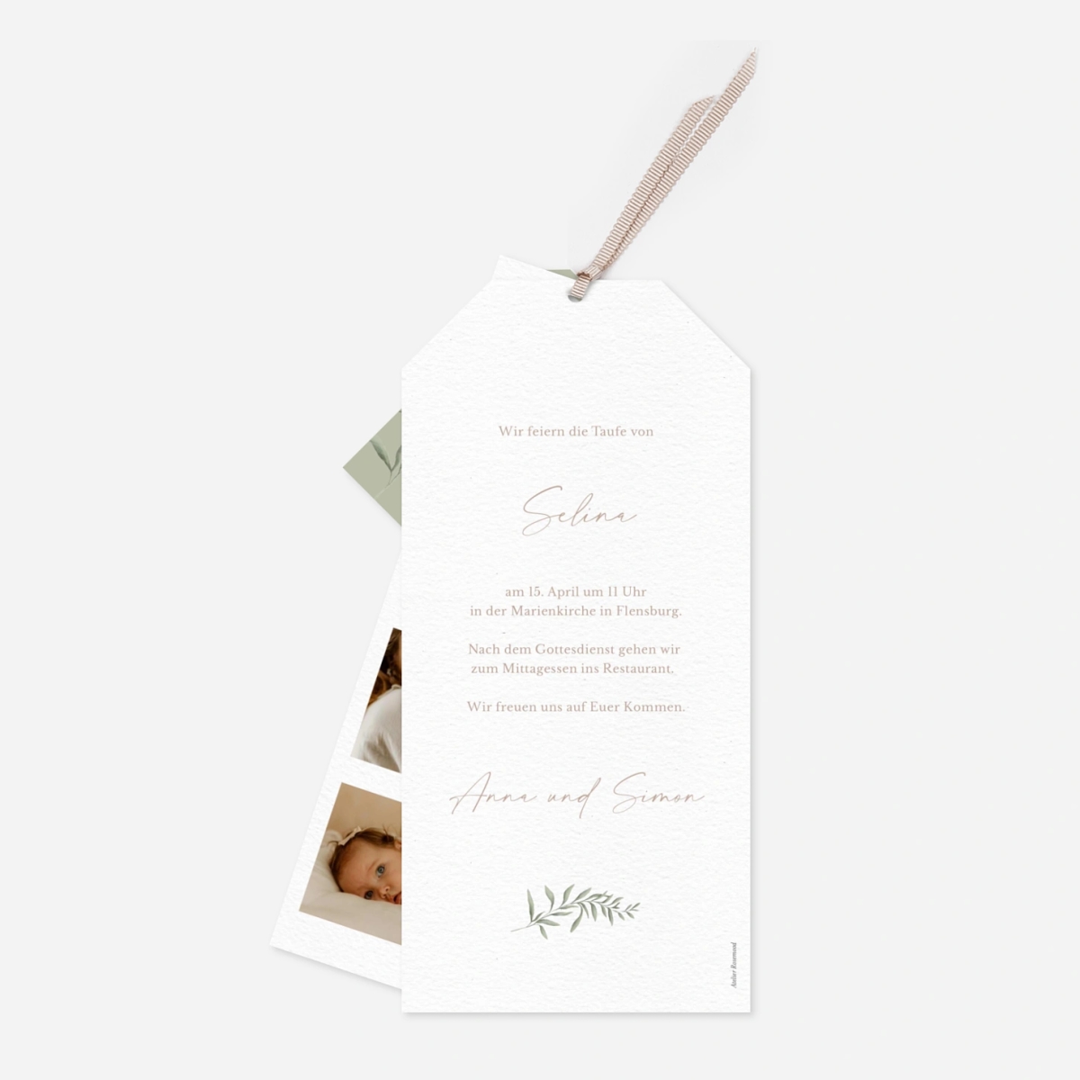 Taufeinladung Greenery Symbols