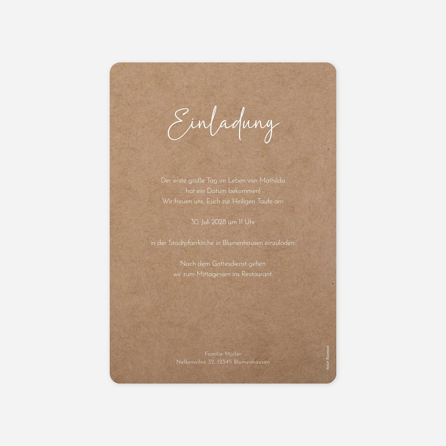 Taufeinladung Licht und Segen