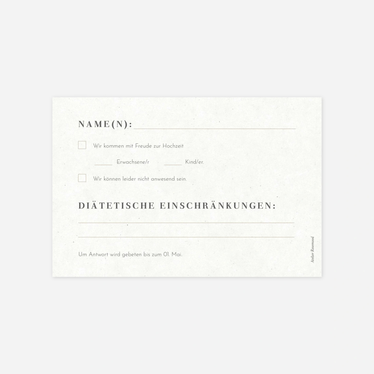 Antwortkarte Hochzeit Schlichte Harmonie