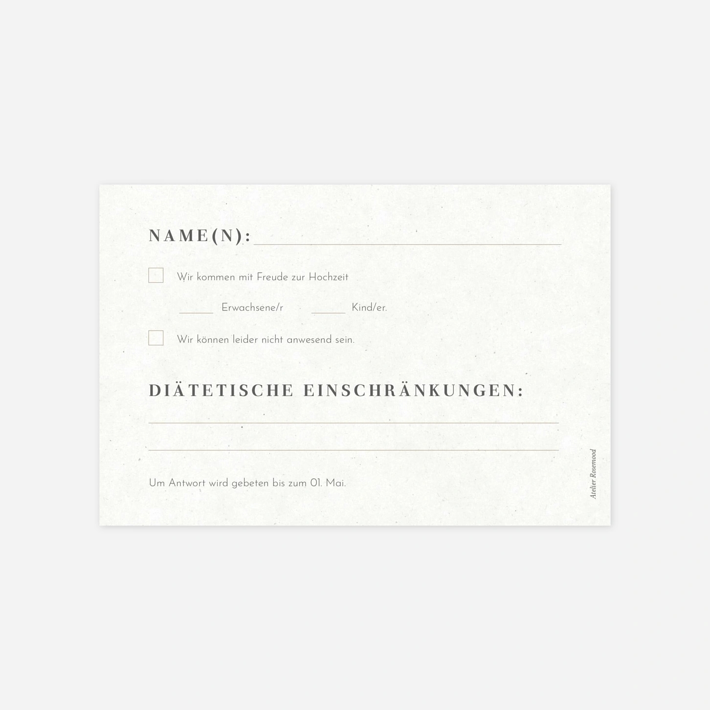 Antwortkarte Hochzeit Schlichte Harmonie